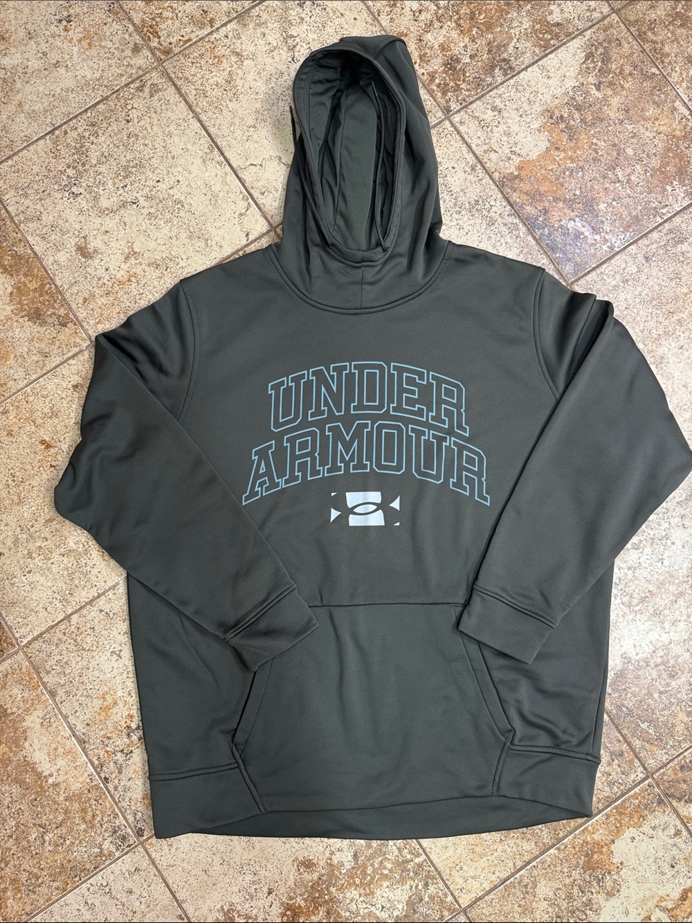Under Armour Men’s Crewneck Hoodie - Dark Green with Light Blue Logo